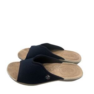 Fly Flot Womens Slip On Sandals Wedge Black Comfort Anatomic Open Toes 38/6.5